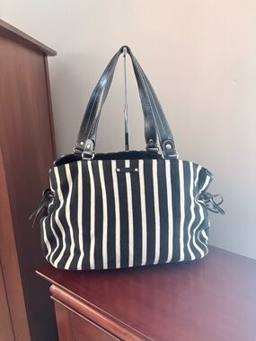 Kate Spade New York Black & White Striped Women's Tote Bag - EUC